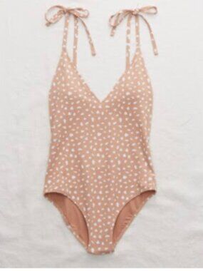 Aerie V Pique One Piece Swim Suit